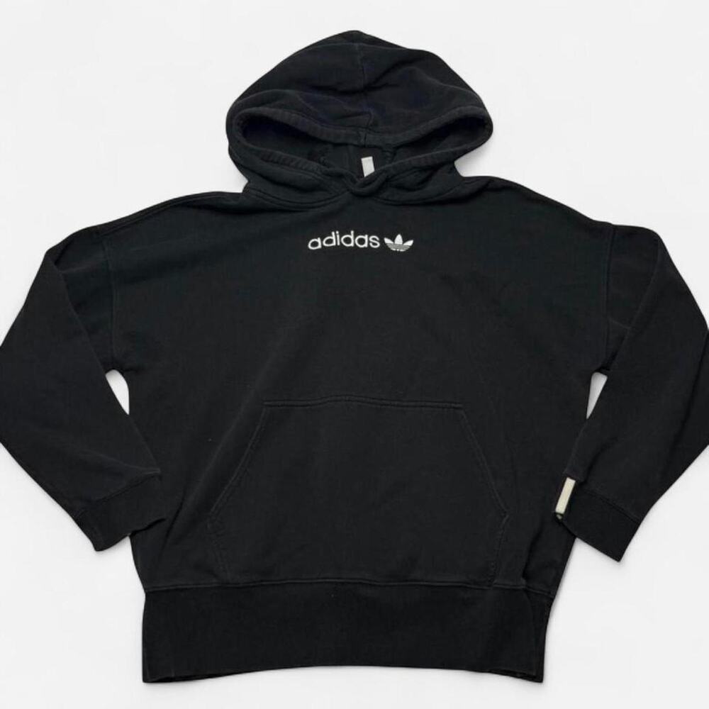 Adidas Originals Trefoil Hoodie Black White Stripe Cuffs Pullover Men’s Medium